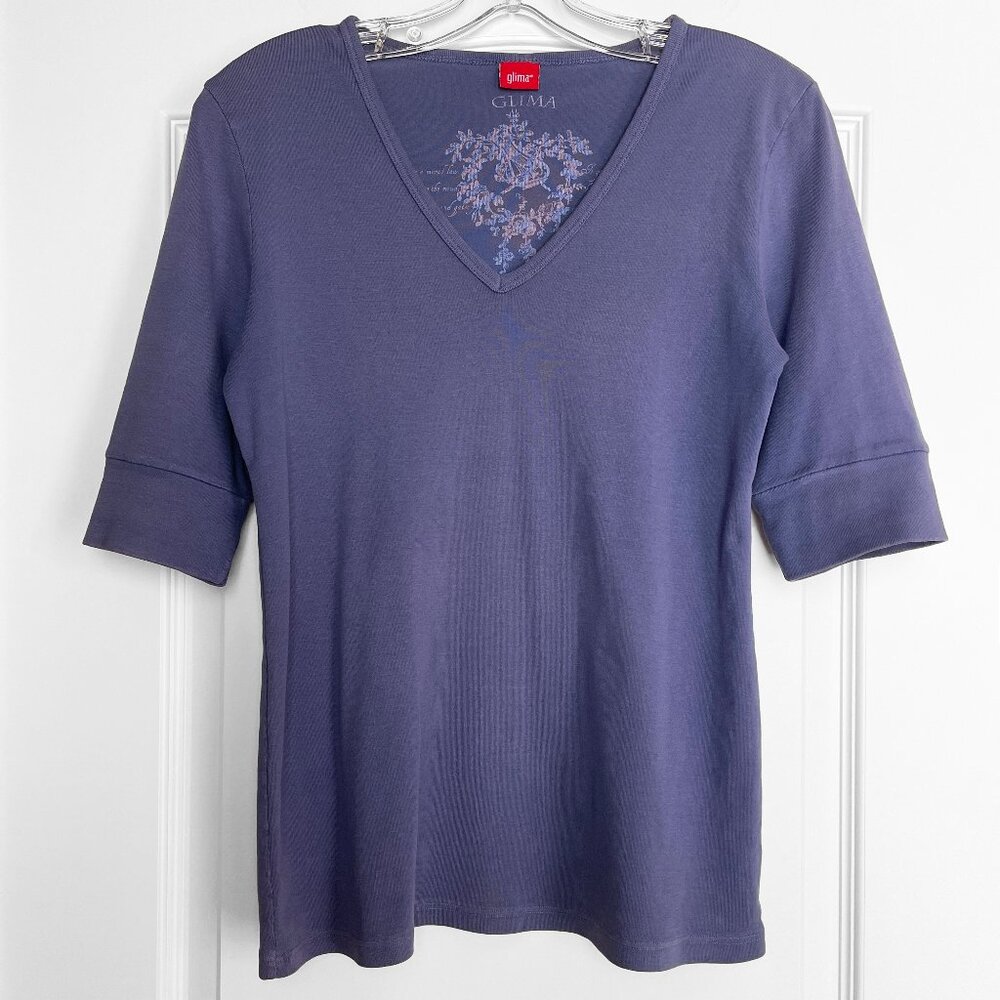 Glima Soft Blue Elbow Length Sleeve Top